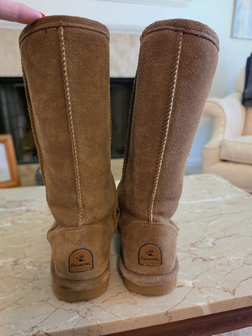 Bearpaw Women's Tall Suede Winter Boots in Chestnut